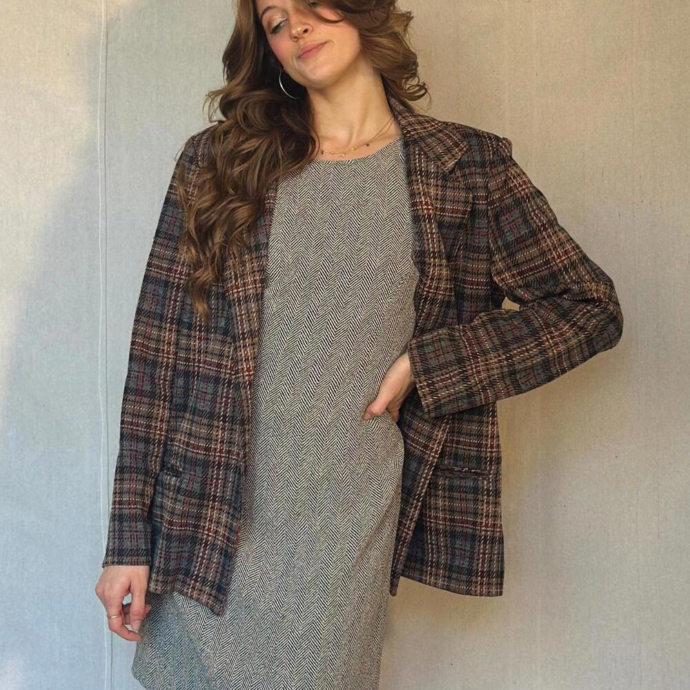 70s Brown Plaid Blazer